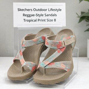 Skechers Outdoor Lifestyle Reggae-Style Sandals Tropical Print Size 8